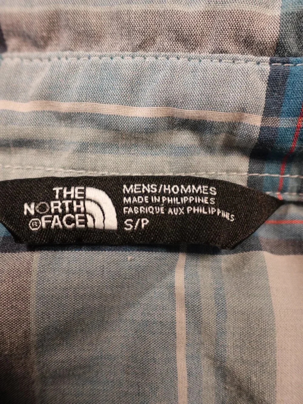 The North Face‎ Plaid Snap Button Up Shirt Men’s Small Blue Outdoor Hiking